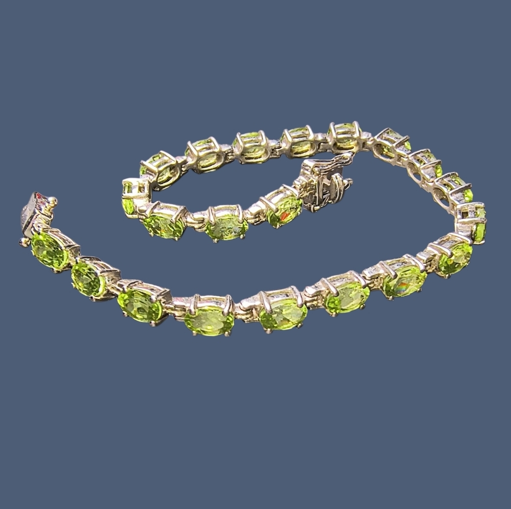 Peridot And Sterling Silver Classic Tennis Bracelet